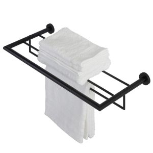 Geesa Nemox Black 916552-06 handdoekrek met planchet 60 cm mat zwart