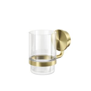 Geesa Opal Brushed Gold 917202-07 glass holder with glass brushed gold