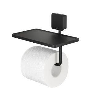 Geesa Topaz Black 917924-06-A toiletrolhouder met planchet zwart