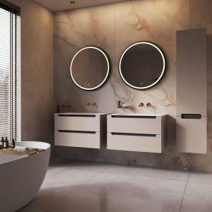 Phantom Mirrors Serie 003 003.80.80 ronde LED spiegel op zwart frame, 80 cm met directe led rondom