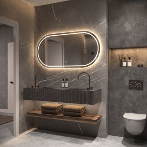 Phantom Mirrors Serie 005 005.100.70 ovaal rechte LED spiegel, 100x70 cm met directe en indirecte led rondom