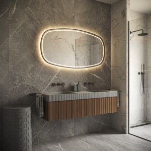 Phantom Mirrors Serie 009 009.120.70 Deens ovale LED spiegel op zwart frame, 120x70 cm met directe en indirecte led rondom