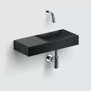 Clou Vale CL0330162L fontein 45x19cm zonder kraangat links mat zwart keramiek