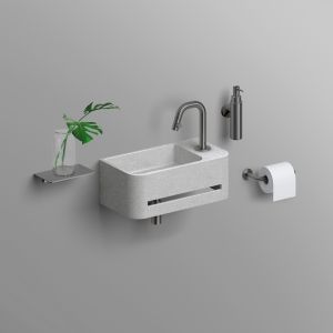 Clou InBe IB03710300201R fountain 43cm with towel holder gray Microrazzo concrete