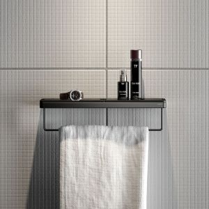 Geesa Frame 918853-06-06-420 handdoekrek met planchet zwart