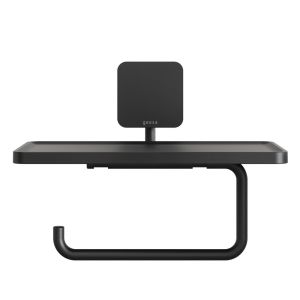 Geesa Topaz Black 917924-06-A toiletrolhouder met planchet zwart