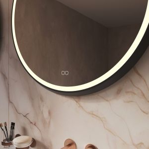 Phantom Mirrors Serie 003 003.60.60 ronde LED spiegel op zwart frame, 60 cm met directe led rondom