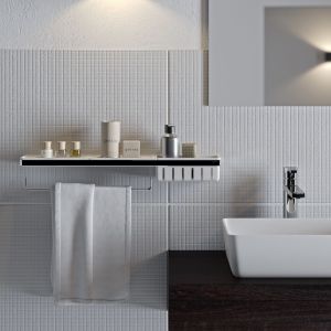 Geesa Frame 918854-02-630 shelf with towel rail and shower basket 63 cm chrome/ white