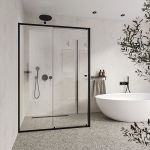 Geesa Frame 918853-06-06-420 handdoekrek met planchet zwart