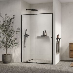 Geesa Frame 918853-06-06-420 handdoekrek met planchet zwart