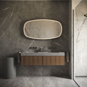 Phantom Mirrors Serie 009 009.100.65 Deens ovale LED spiegel op zwart frame, 100x65 cm met directe en indirecte led rondom