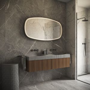 Phantom Mirrors Serie 009 009.100.65 Deens ovale LED spiegel op zwart frame, 100x65 cm met directe en indirecte led rondom