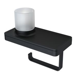 Geesa Frame 918889-06-06 toiletrolhouder met planchet en (LED-licht) houder zwart
