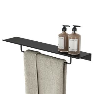 Geesa Leev 918207-06-600 shelf 60 cm with towel rack 40 cm black