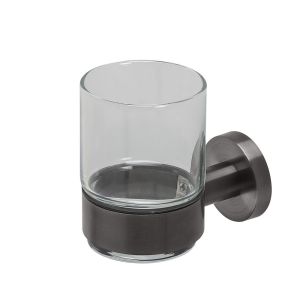 Geesa Nemox Brushed Metal Black 916502-09 glass holder black metal brushed