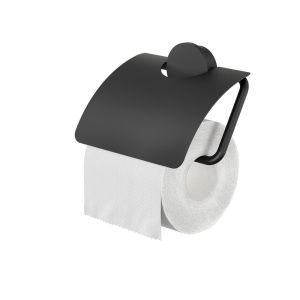 Geesa Opal Black 917208-06 toilet roll holder with flap black