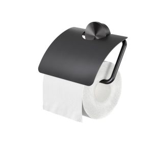 Geesa Opal Brushed Metal Black 917208-09 toilet roll holder with flap black metal brushed