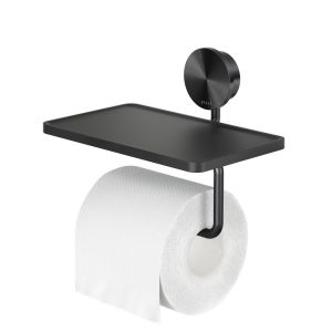 Geesa Opal Brushed Metal Black 917224-09 toilet roll holder with shelf black metal brushed