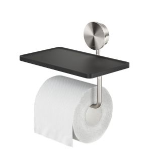 Geesa Opal Brushed Stainless Steel 917224-05 toilet roll holder with shelf brushed stainless steel