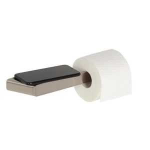 Geesa Shift Edelstahl gebürstet 919924-05 Toilettenpapierhalter ohne Klappe mit Ablag Edelstahl gebürstet