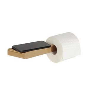 Geesa Shift Gold Brushed 919924-07 Toilettenpapierhalter ohne Klappe mit Ablag gebürstetem Gold