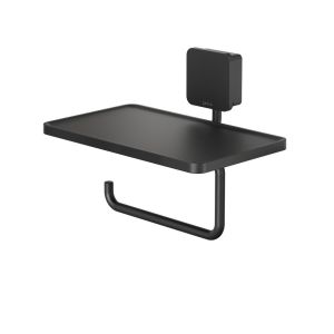 Geesa Topaz Black 917924-06-A toilet roll holder with shelf black