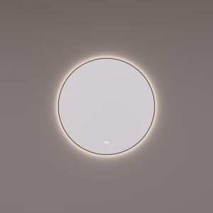 Hipp Design SPV13515BLKW mirror round in MAT BLACK with indirect LED lighting all around 100x3cm