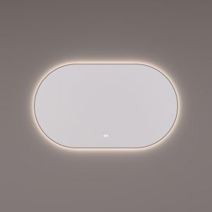 Hipp Design SPV 13740 BL KW mirror oval-straight in MAT BLACK with indirect LED lighting all around 140x70x3cm