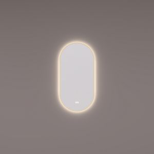 Hipp Design SPV 14915 KW MES mirror oval-straight in PVD brushed brass with indirect LED lighting all around 40x90x3cm