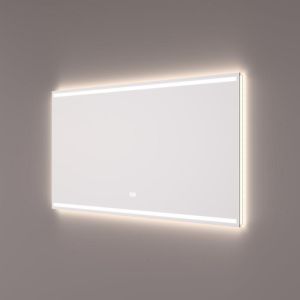 Hipp Design SPV 7010 KW Spiegel 80x70cm mit 2 horizontalen LED-Streifen, indirekten LED Beleuchtung rundum und Spiegelheizung