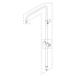 HSK Shower &amp; Co! E98595-5-41 Duschstange mit Rohr für Duschkopf, Gleiter für Brausestange und Anschluss für RS Softcube 2.0 Duschset, Chrom