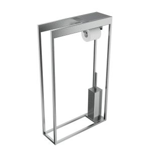Inda Indissima A88860NS multifunktionaler Standard-Toilettenpapier- und Toilettenbürstenhalter aus gebürstetem Edelstahl
