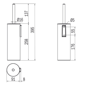 Inda MY Love AV014BCO toiletborstelgarnituur carbonio