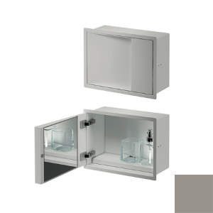 Inda MY Secret A80750PT inbouwnis met bekerhouder, zeepdispenser en spiegel 350x260mm mat platino