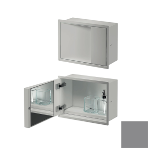 Inda MY Secret A80750TN inbouwnis met bekerhouder, zeepdispenser en spiegel 350x260mm mat titanio