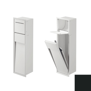 Inda MY Secret A8085ANE inbouwnis met toiletrolhouder en toiletborstelgarnituur 190x660mm mat zwart