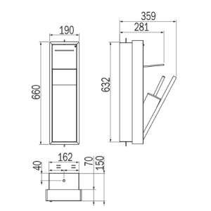 Inda MY Secret A8086ATL recessed niche with toilet roll holder and toilet brush holder 190x660mm mat terra di luna