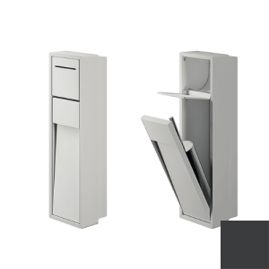 Inda MY Secret A8086AGF inbouwnis met toiletrolhouder en toiletborstelgarnituur 190x660mm mat grafite