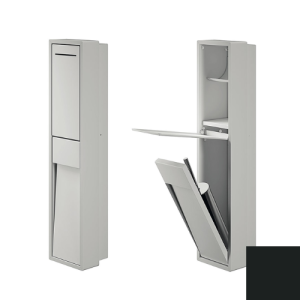 Inda MY Secret A8086CNE inbouwnis met toiletrolhouder en toiletborstelgarnituur 190x860mm mat zwart