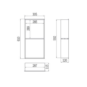 Inda MY Secret A80200CE inbouwnis 2 vakken omkeerbaar 305x610mm mat cemento