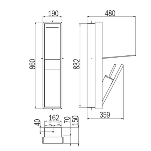 Inda MY Secret A8086CBD recessed niche with toilet roll holder and toilet brush holder 190x860mm matt blu denim