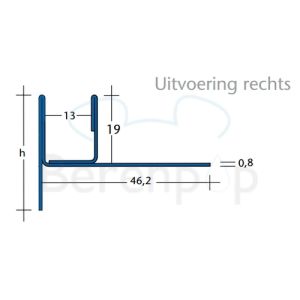 Blanke Aqua Keil Glas 193280B200R glas afsluitprofiel 2000x60mm rechts RVS geborsteld