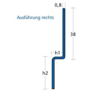 Blanke Aqua Keil Wand 846280B100R afsluitprofiel 1480x10x32mm rechts RVS geborsteld