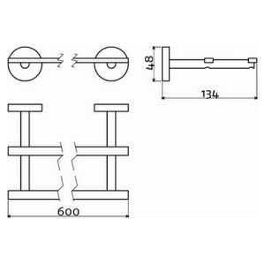 Clou Flach CL0902053 Handtuchhalter doppelt 60cm Chrom