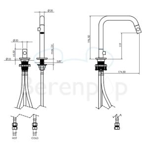 Clou Kaldur CL061500329R 2-hole mixer tap (right-hand version) chrome