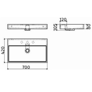 Clou Wash Me CL0226032 sink 70x42cm mineral marble white