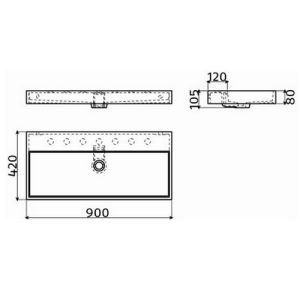 Clou Wash Me CL0226034 sink 90x42cm mineral marble white