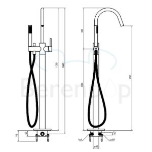 Clou Xo CL060400129 type 1 freestanding bath faucet with hand shower chrome