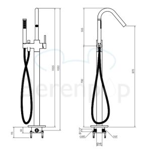 Clou Xo CL060400729 type 7 freestanding bath faucet with hand shower chrome