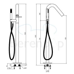 Clou Xo CL060400829 type 8 freestanding bath faucet with hand shower chrome